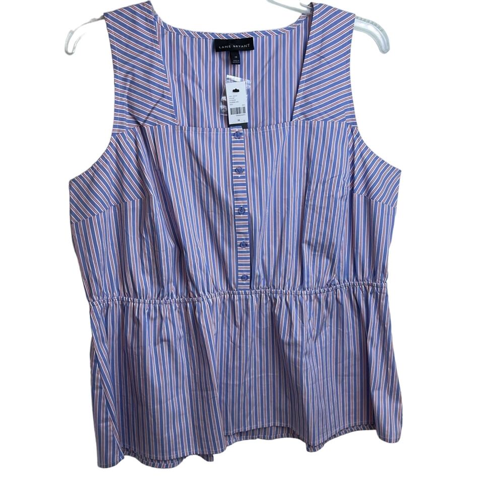 Lane‎ Bryant Illusion Collection Tank Top Blue Red White Striped NWT size 18